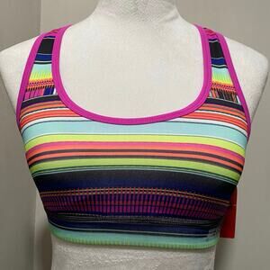 FILA Sport Bra Size Small Bright Striped Colors Racerback Running NEW WITH TAGS